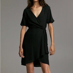 Babaton Aritzia Wallace Wrap dress in black, size XS